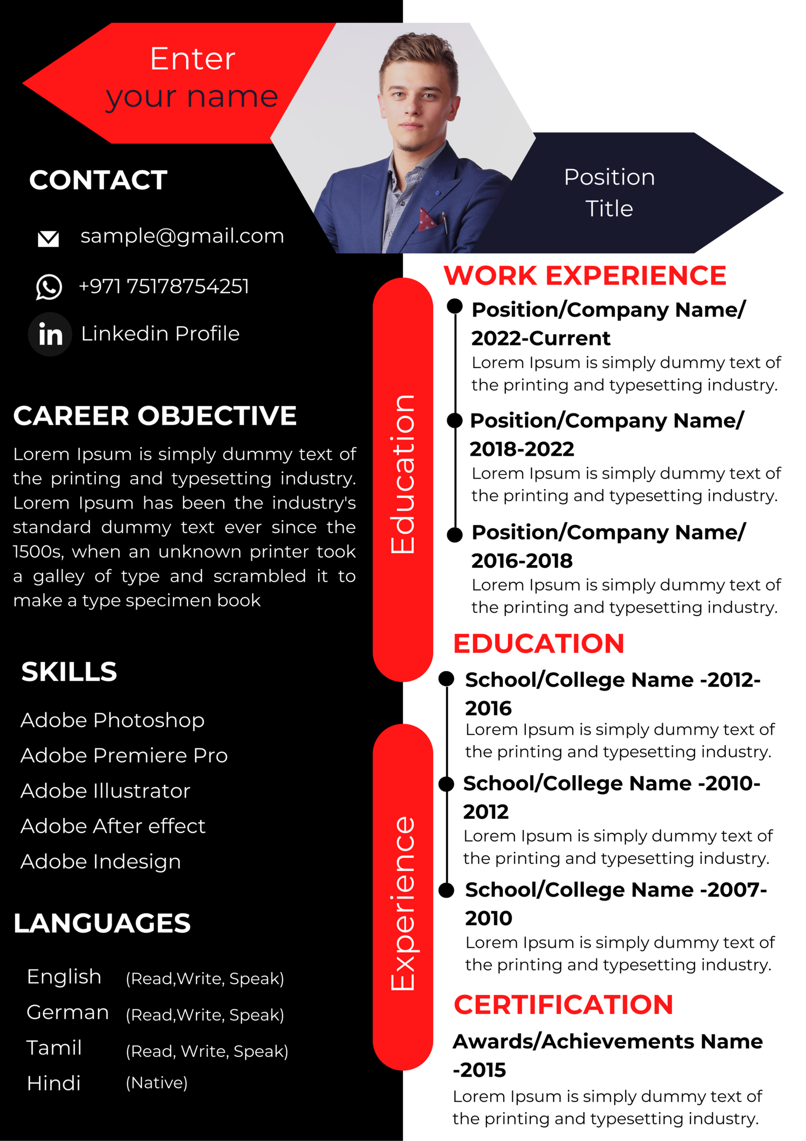 Dubai Resume Template – Experience First Layout