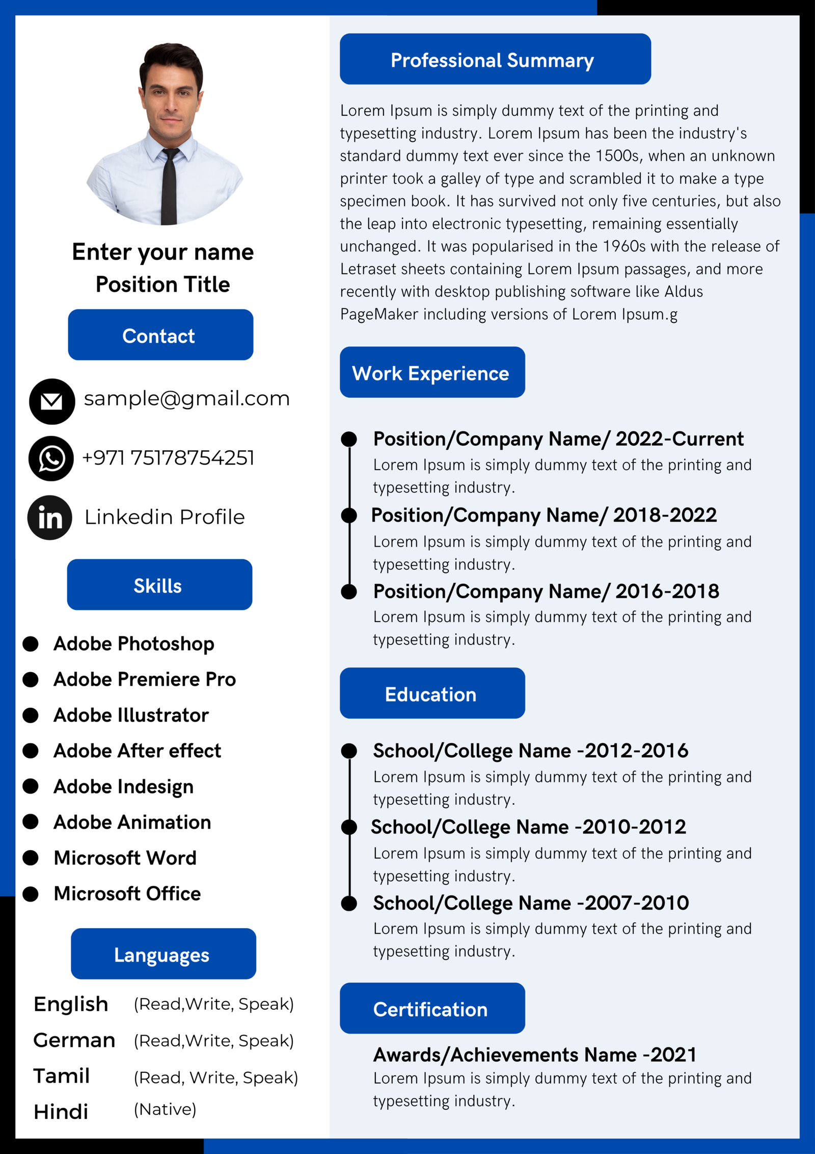 Dubai Resume Template – Minimal ATS Layout