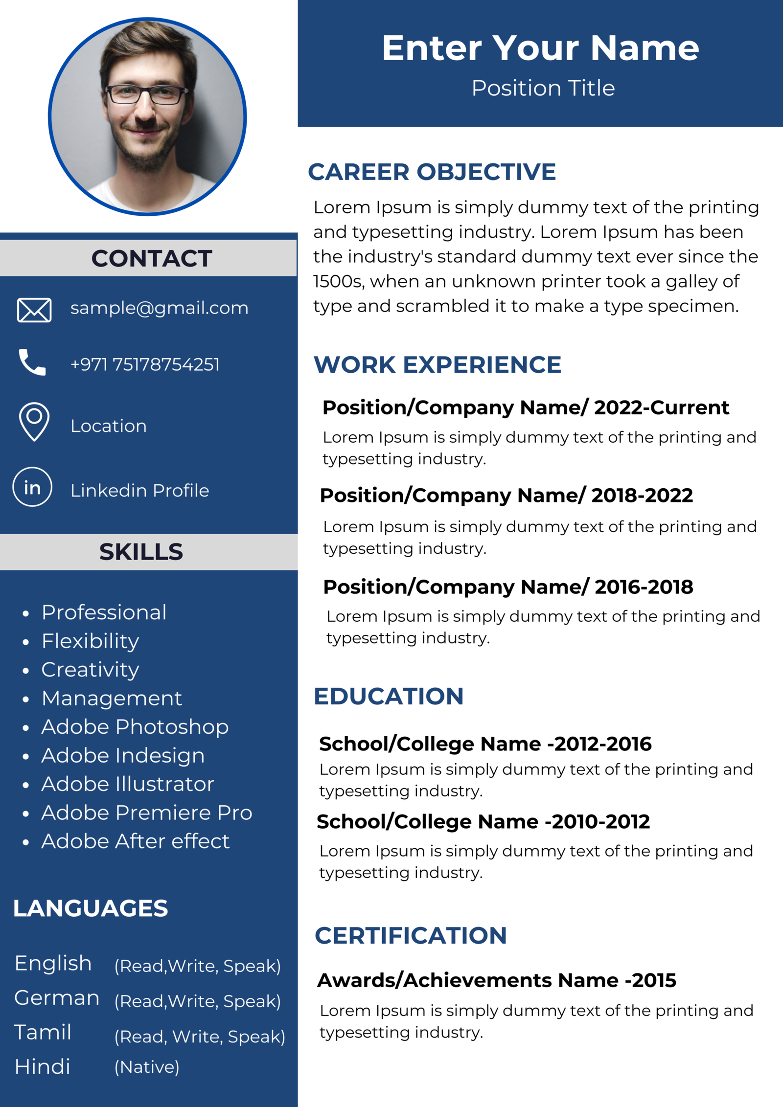 Dubai Resume Template – Clean Corporate Style