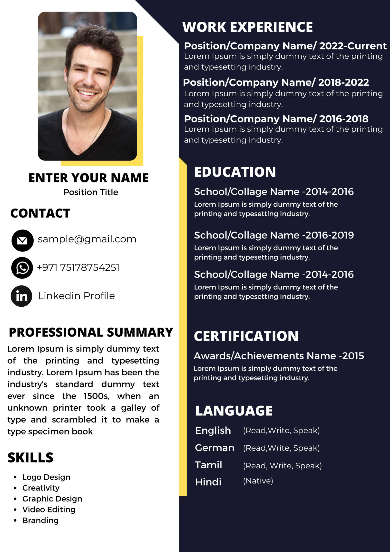 Dubai Resume Template – Elegant Simple Design