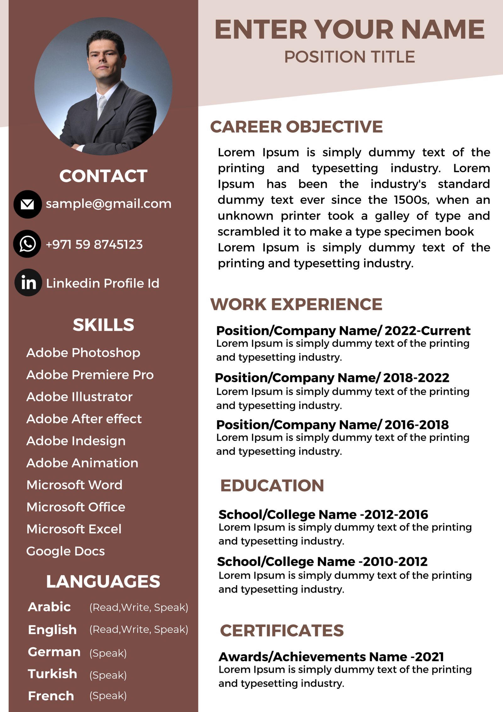Dubai Resume Template – Modern Classic Balance