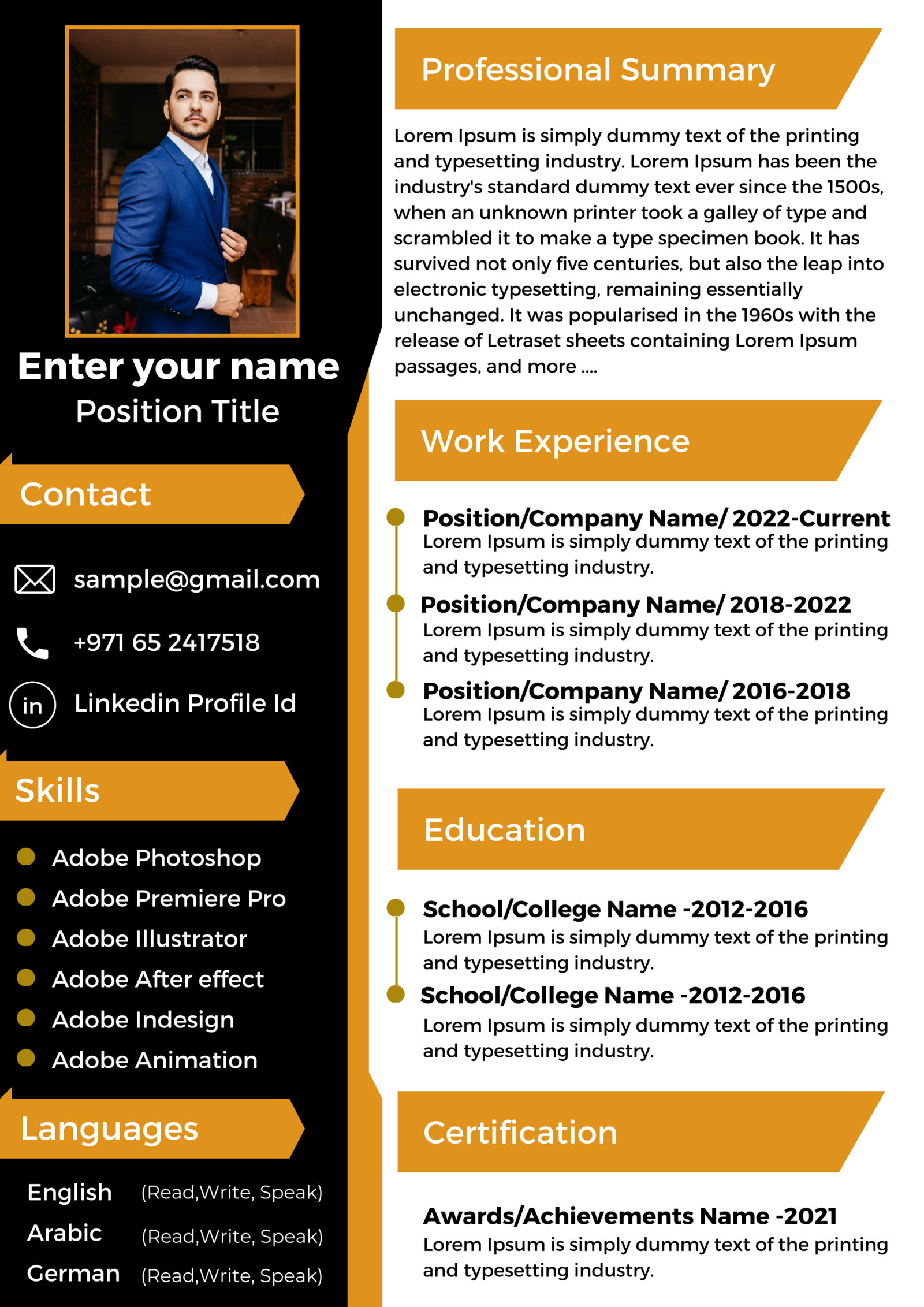 Dubai Resume Template – Crisp Professional Layout