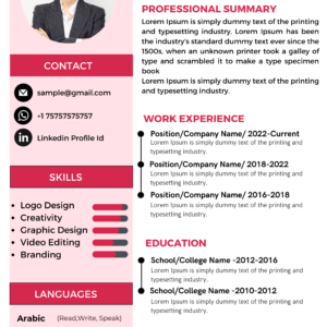 Dubai Resume Template – Compact One Page Style
