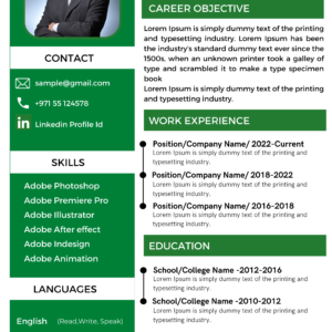 Dubai Resume Template – Fresh Graduate Friendly