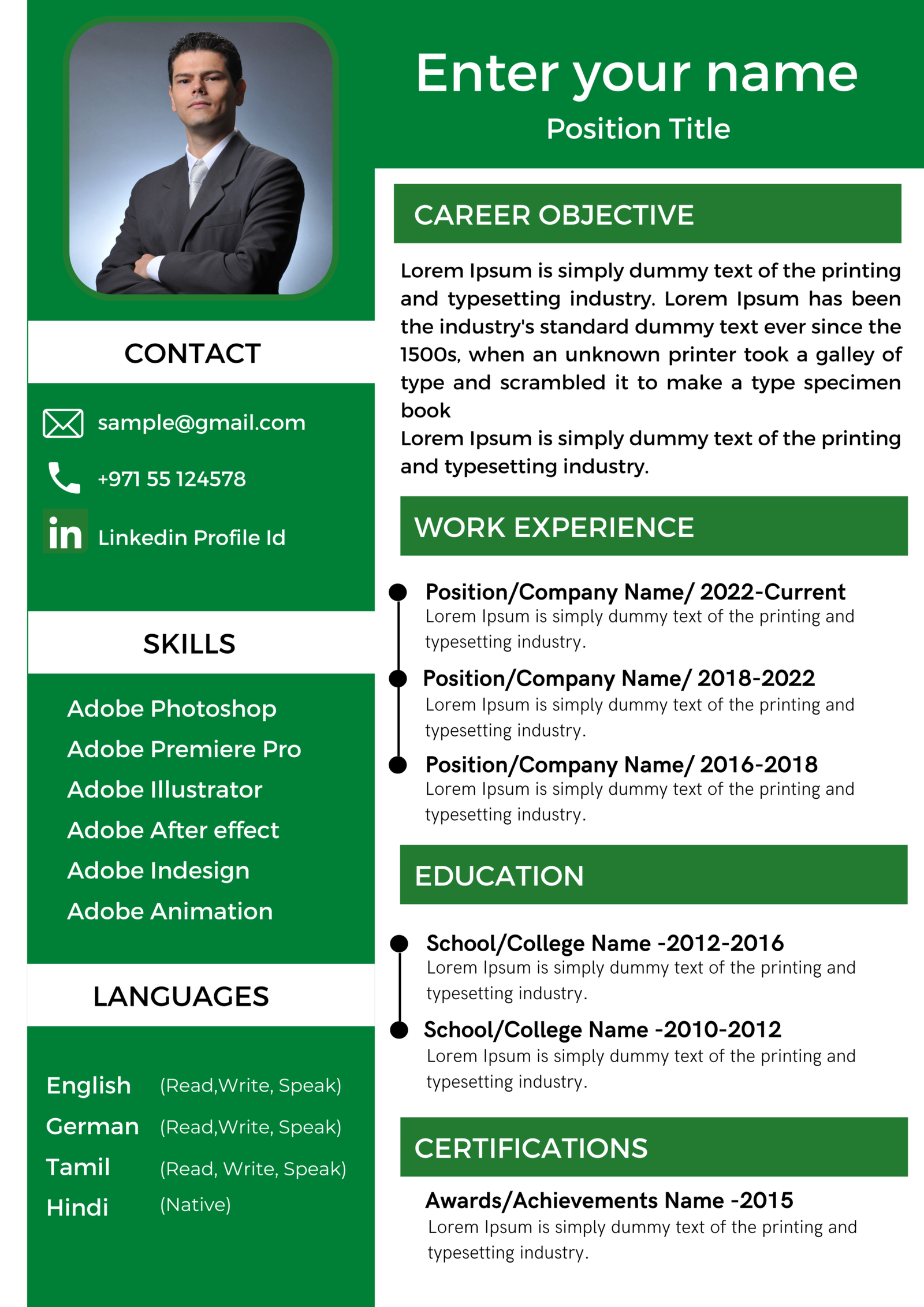 Dubai Resume Template – Fresh Graduate Friendly