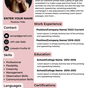 Dubai Resume Template – Career Switcher Layout