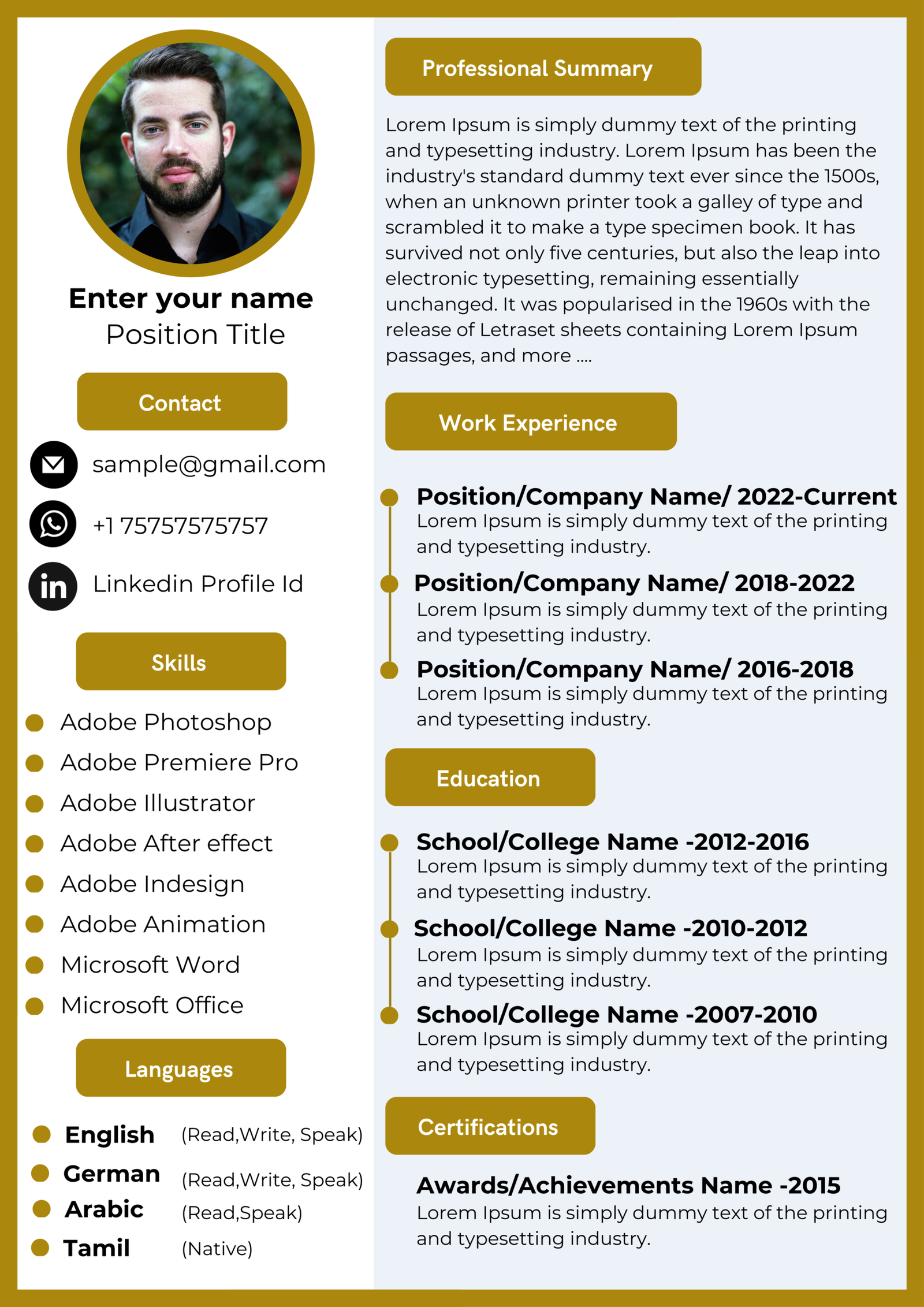Dubai Resume Template – Premium Minimal Style