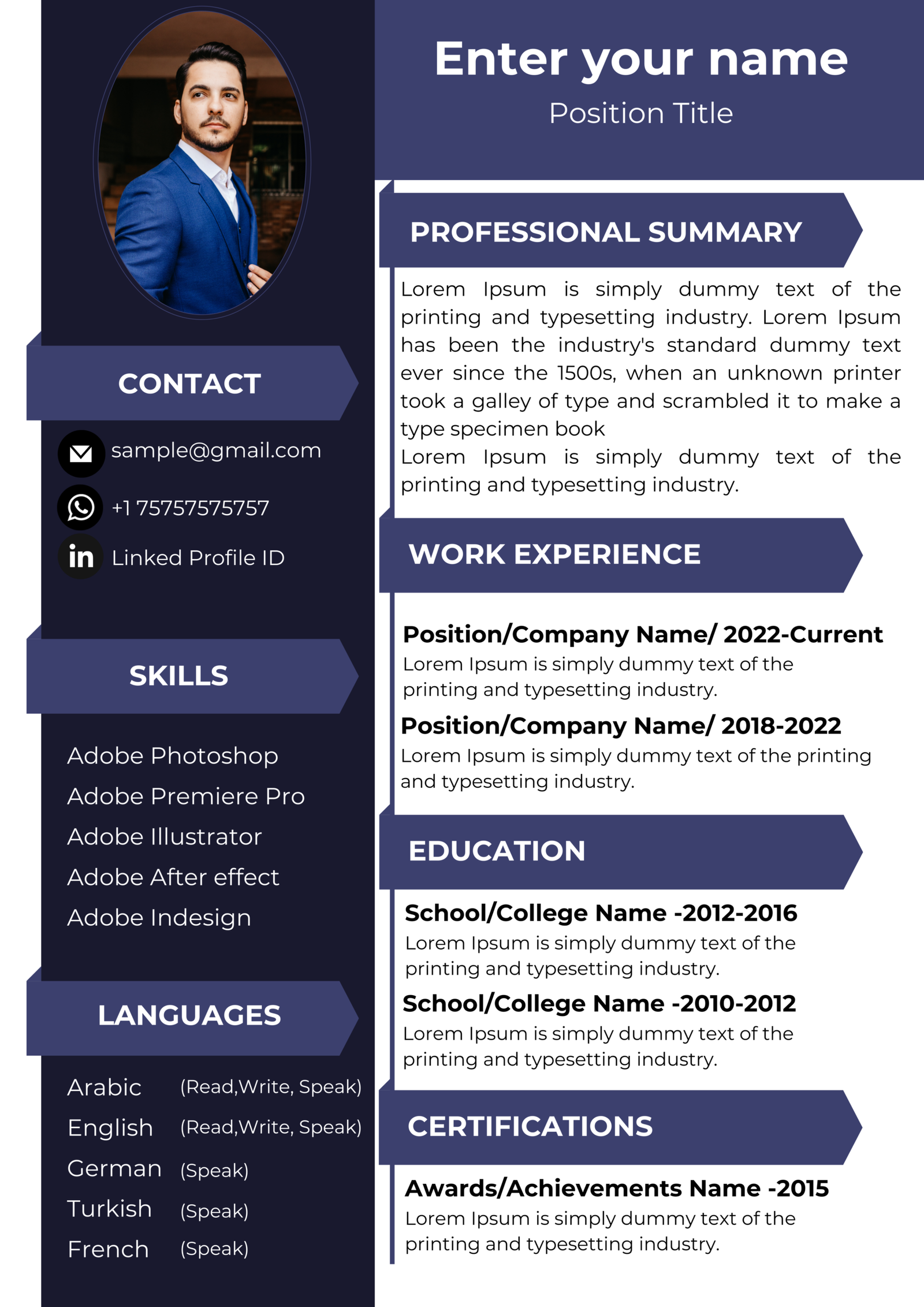 Dubai Resume Template – Strong Summary Layout