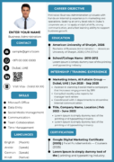 Fresh Graduate Resume Template Dubai 2026 — Soft Blue Minimal | Canva Editable ATS-Friendly