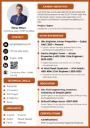 Civil Engineer Resume Template Dubai 2026 — Bold Structured | Canva Editable ATS-Friendly