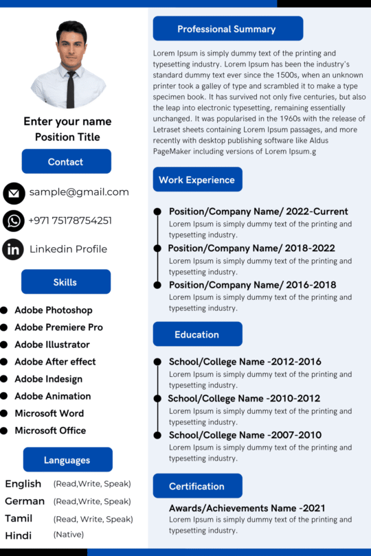 Dubai Resume Template – Minimal ATS Layout