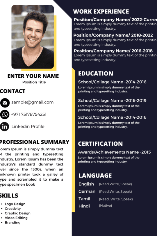 Dubai Resume Template – Elegant Simple Design