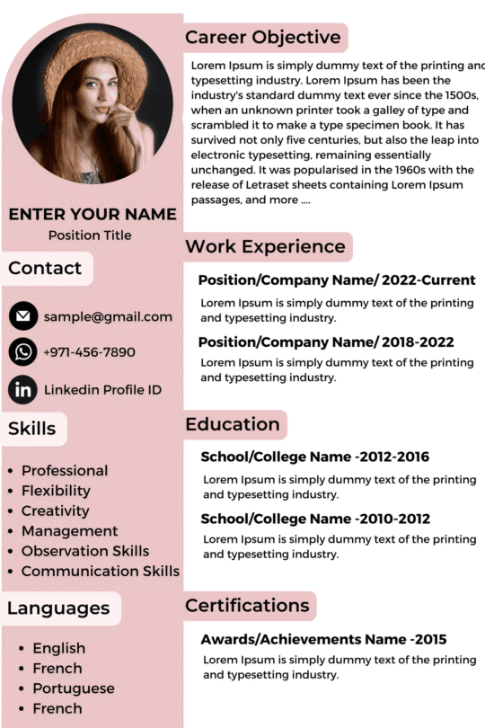 Dubai Resume Template – Career Switcher Layout